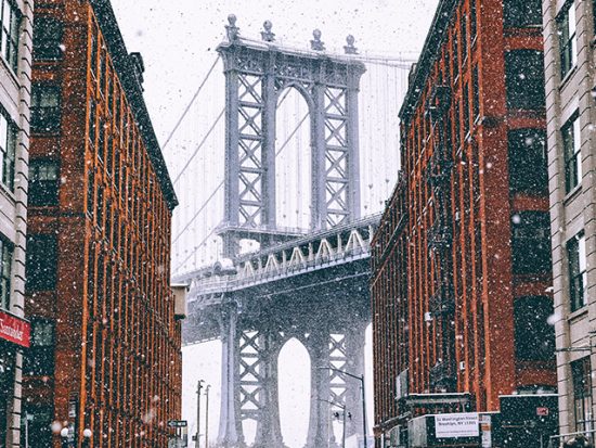 New York City Weather and Seasons - Snowy Brooklyn Bridge